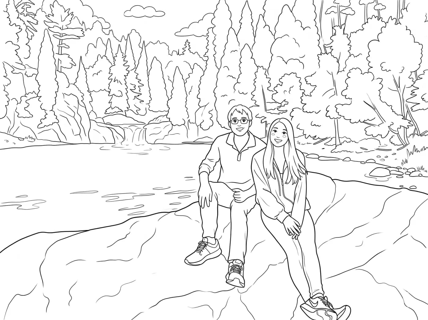 Dad and daughter outdoors