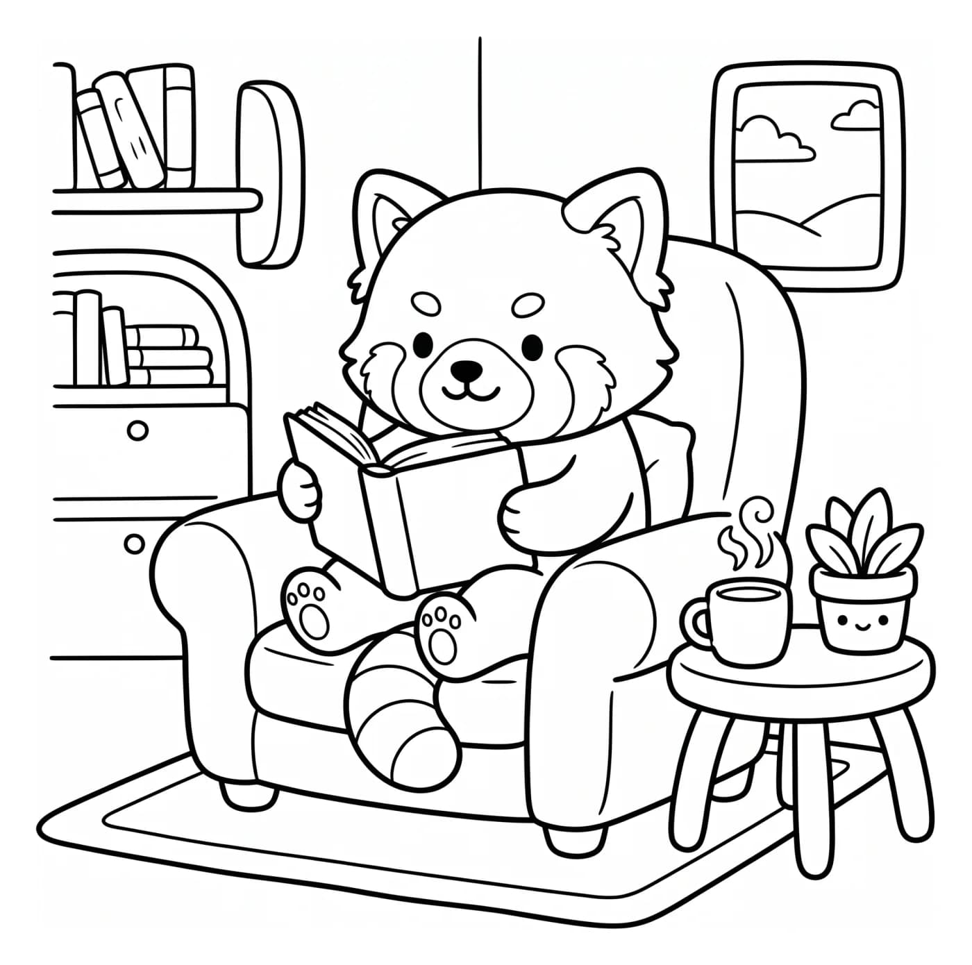 Red panda reading nook