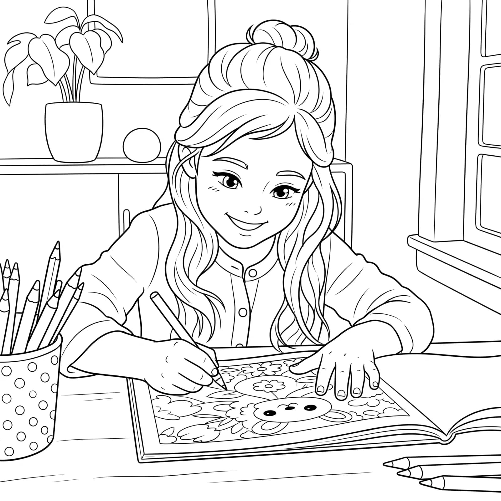 Birthday kid coloring page
