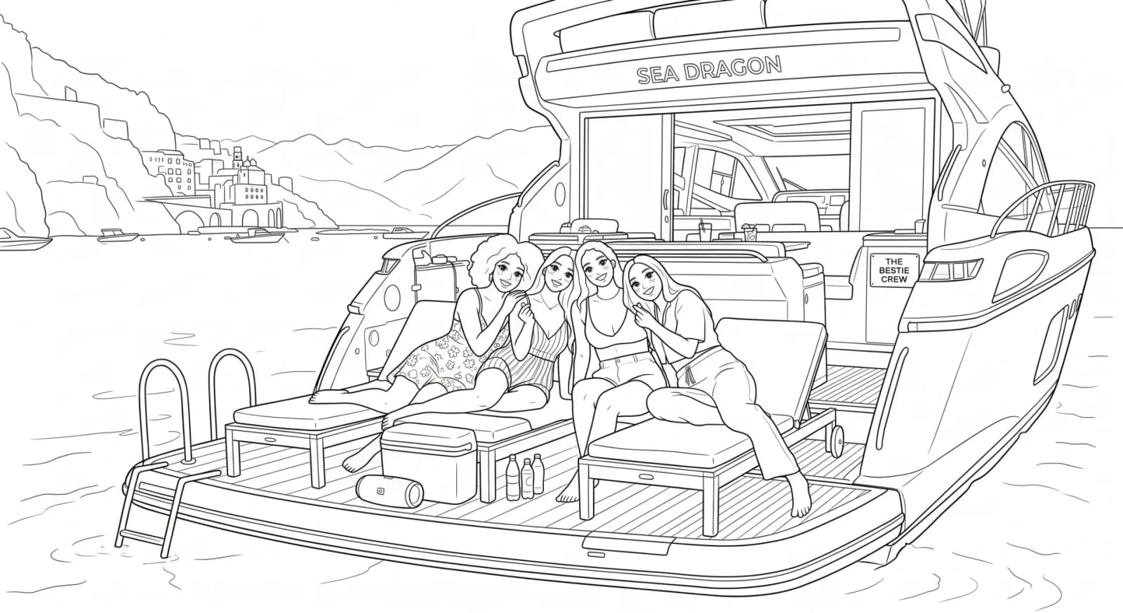Friends relaxing together on a boat