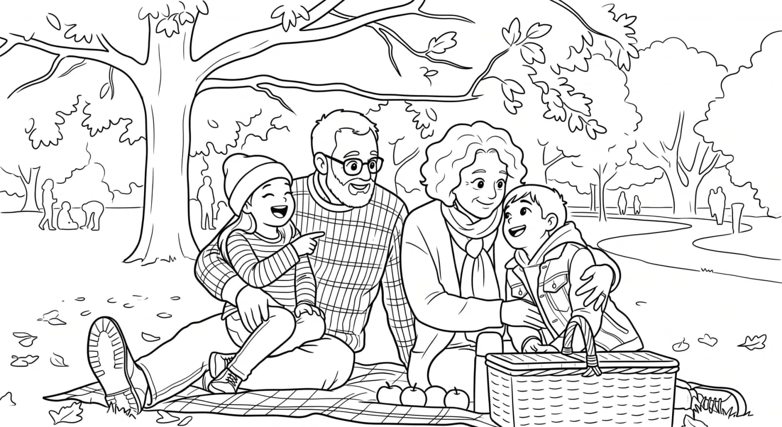 Grandparents and grandkids at a picnic