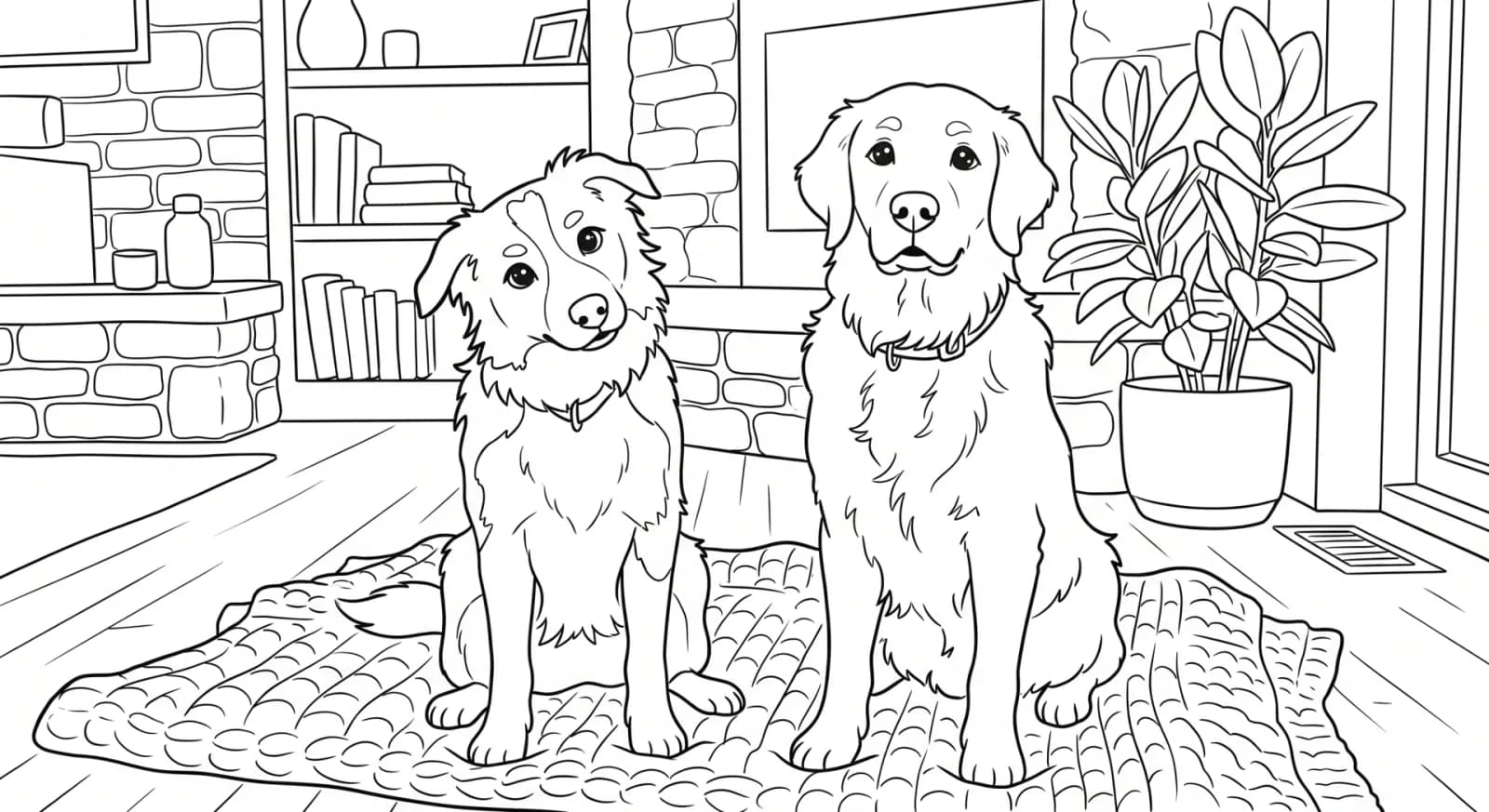 Two dogs at home