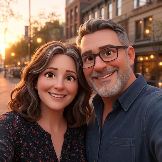 Custom animated movie couple portrait from a photo