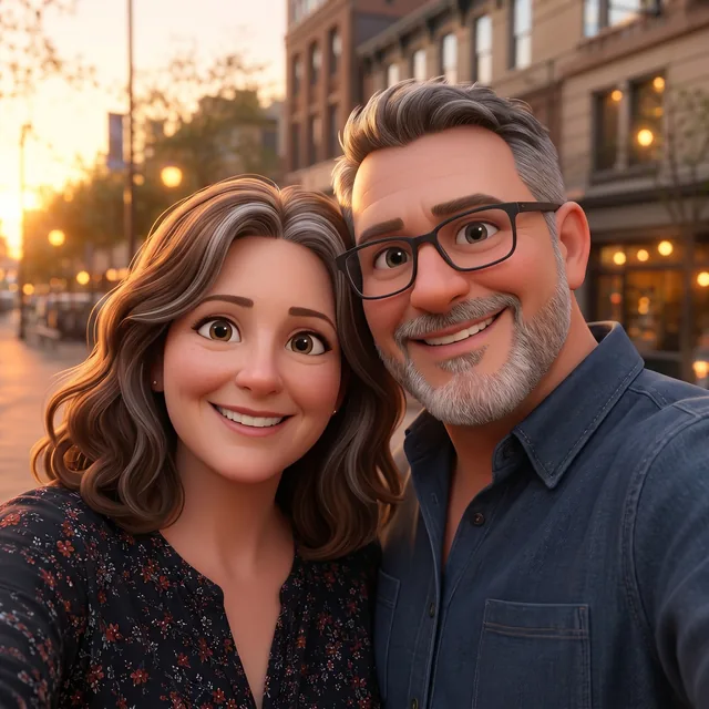 Custom animated movie couple portrait from a photo