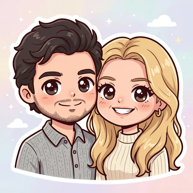 Custom cute sticker couple portrait from a photo