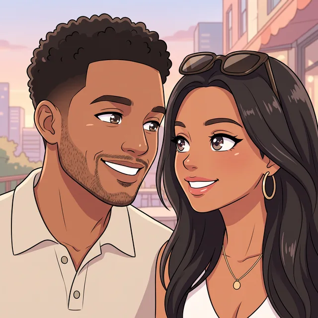 Custom anime portrait couple portrait from a photo