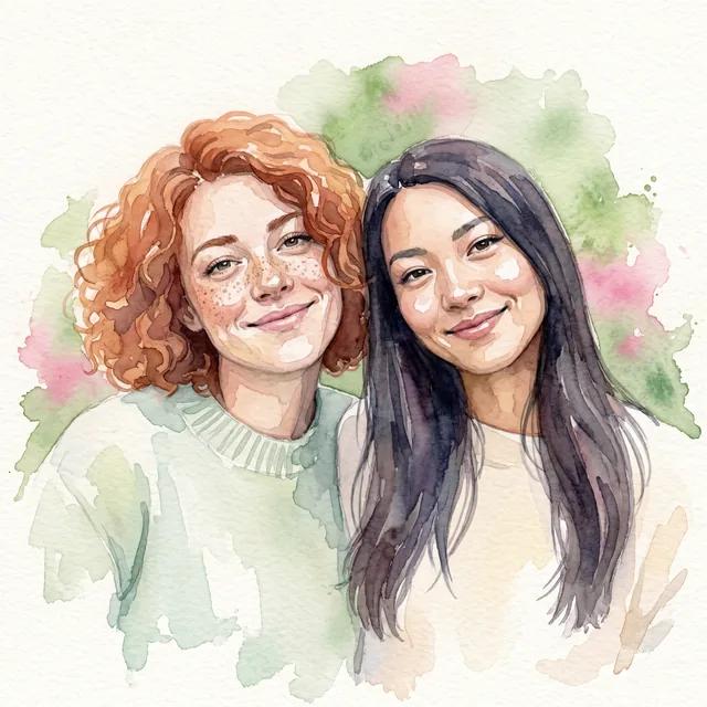 Custom watercolor couple portrait from a photo